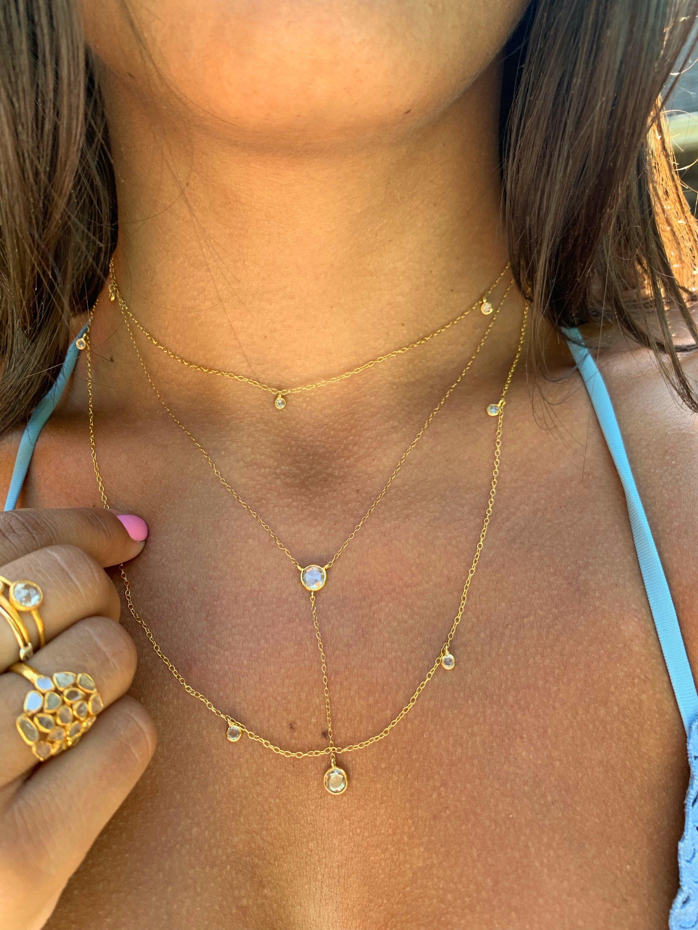 Rose Cut Rock & Divine Dawn Collection Sunshine Diamond Necklace in 18K Gold 0.30 CTW