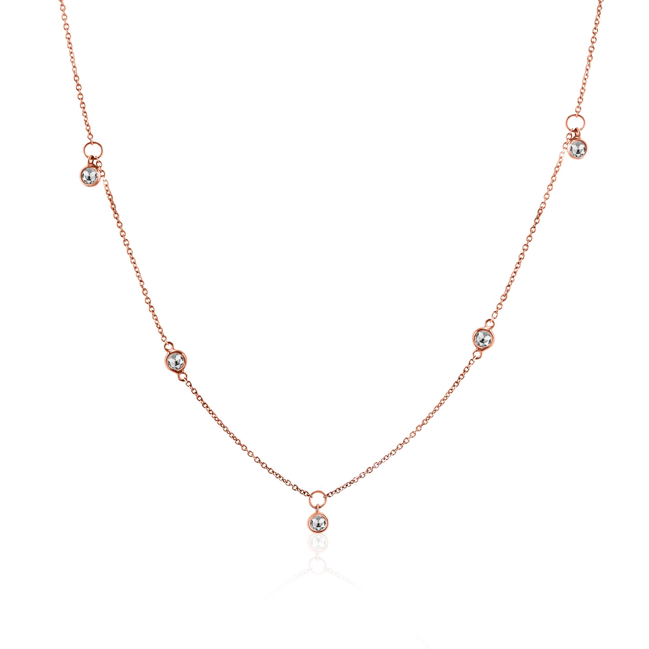 Rock & Divine Sunshine Necklace Diamond Necklace in 18K Rose Gold F VS 0.30 CTW In New Condition In New York, NY