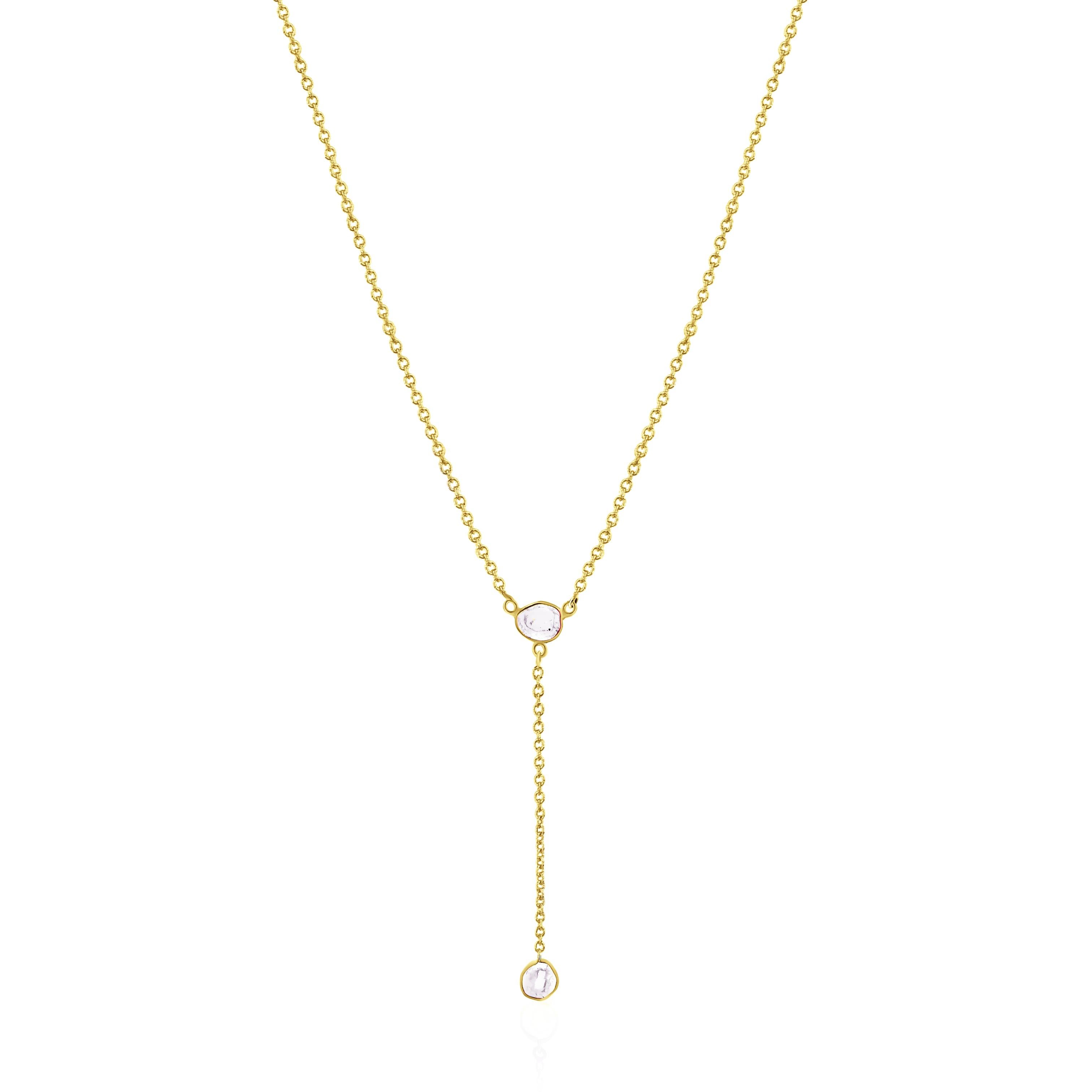 Rock & Divine Lily Pad Lariat Diamond Necklace in 18 Karat Yellow Gold F VS In New Condition In New York, NY