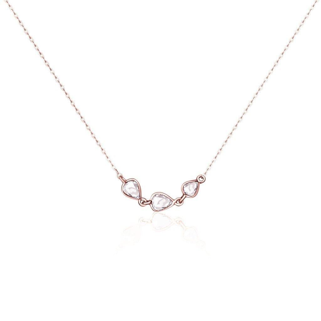 Rock & Divine River of Pears Diamond Necklace in 18K Rose Gold F VS2 0.19 CTW In New Condition In New York, NY
