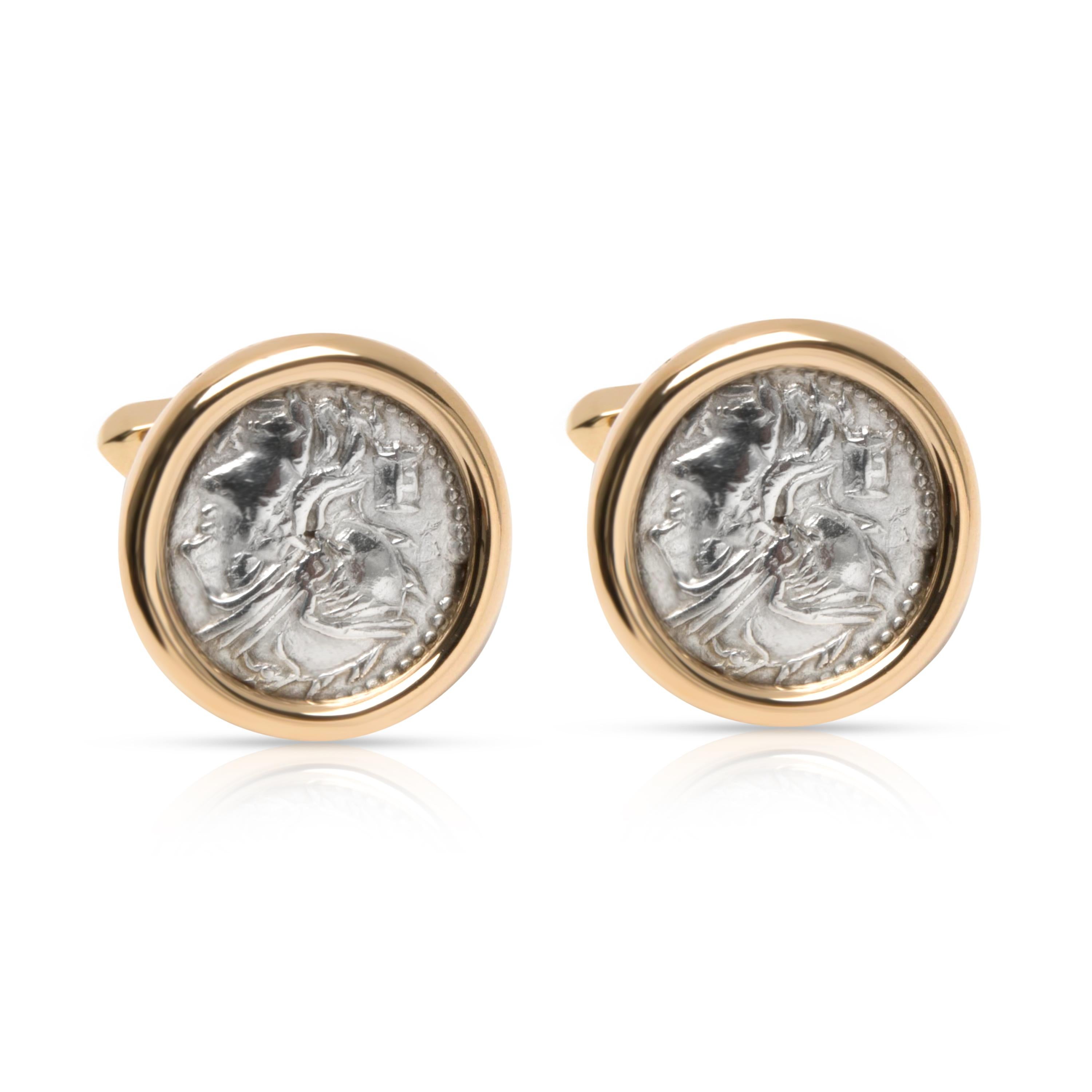 Bulgari Roman Coin Cufflinks in 18 Karat Yellow Gold In Excellent Condition In New York, NY