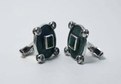 Antique Coins Emeralds Tourmalines Silver Chinese Zodiac Cufflinks