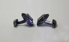 Antique Coins Iolites Spinel Silver Indian Cufflinks