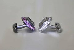 Antique Coins Rhodolites Topazes Silver Indian Cufflinks