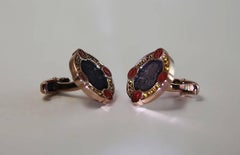 Antique Coins Citrines Silver Enamel Roman Cufflinks