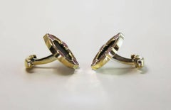 Antique Coins Citrines Enamel Silver Roman Cufflinks