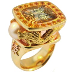 22 Carat Natural Imperial Topaz Dragon Ring