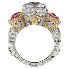 Kunzite, Tourmaline and Sapphires Romantic Ring