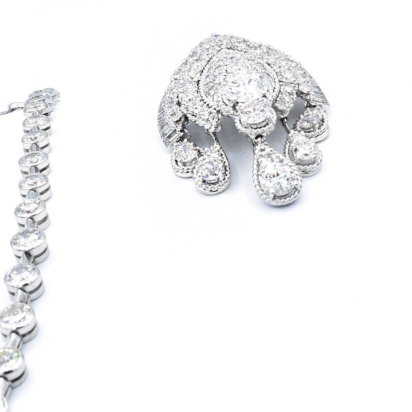 Modern Van Cleef & Arpels Diamond Platinum Convertible Pendant Necklace For Sale
