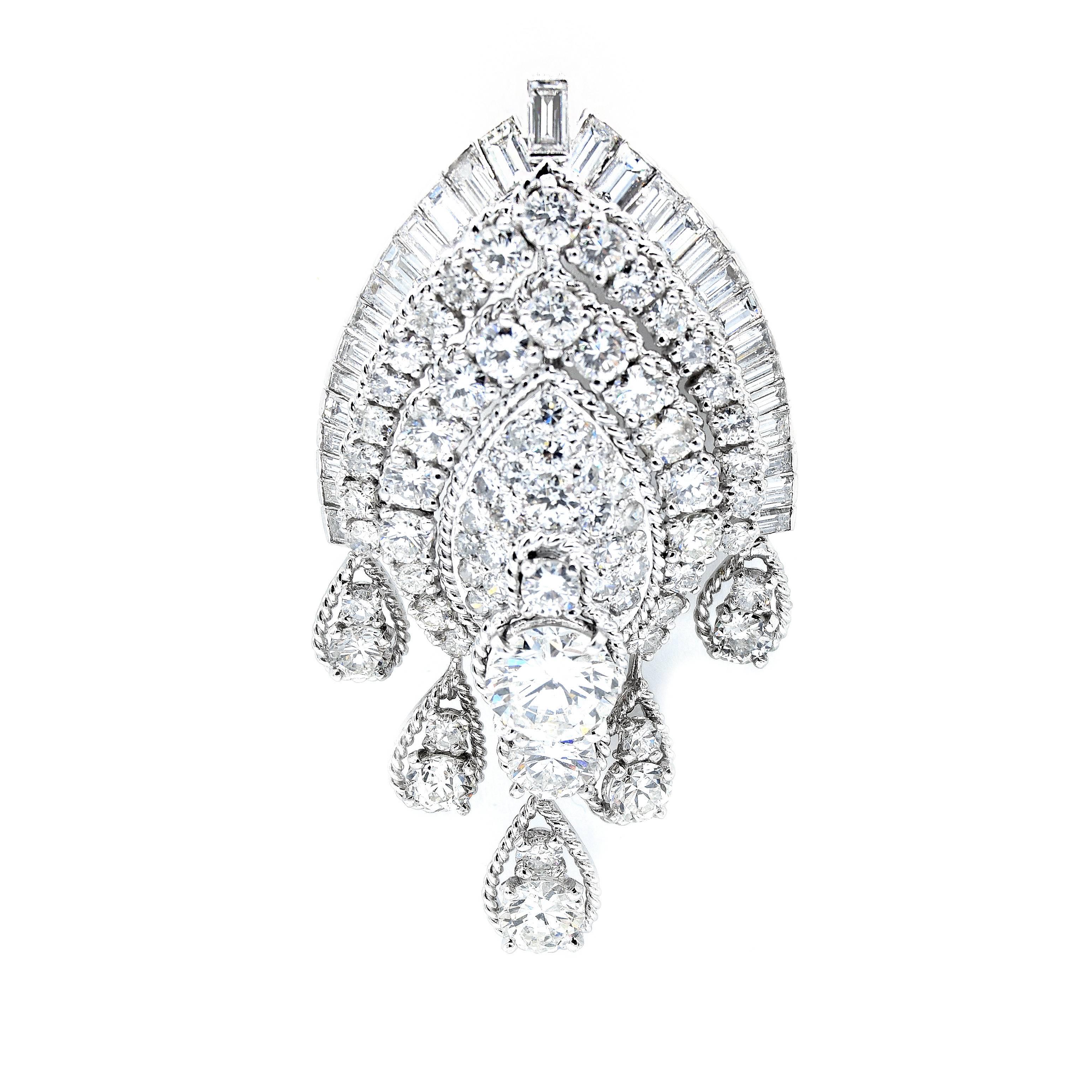 Women's Van Cleef & Arpels Diamond Platinum Convertible Pendant Necklace For Sale