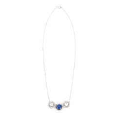18 Karat Gold Necklace with Sapphire and White Diamond