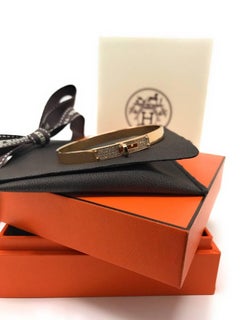 Hermes 18 Karat Rose Gold Kelly H Bracelet with Diamonds