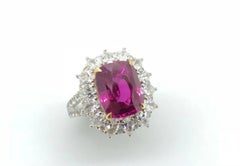 7.00 Carat Pink Sapphire Diamond Cluster Cocktail Dress Ring