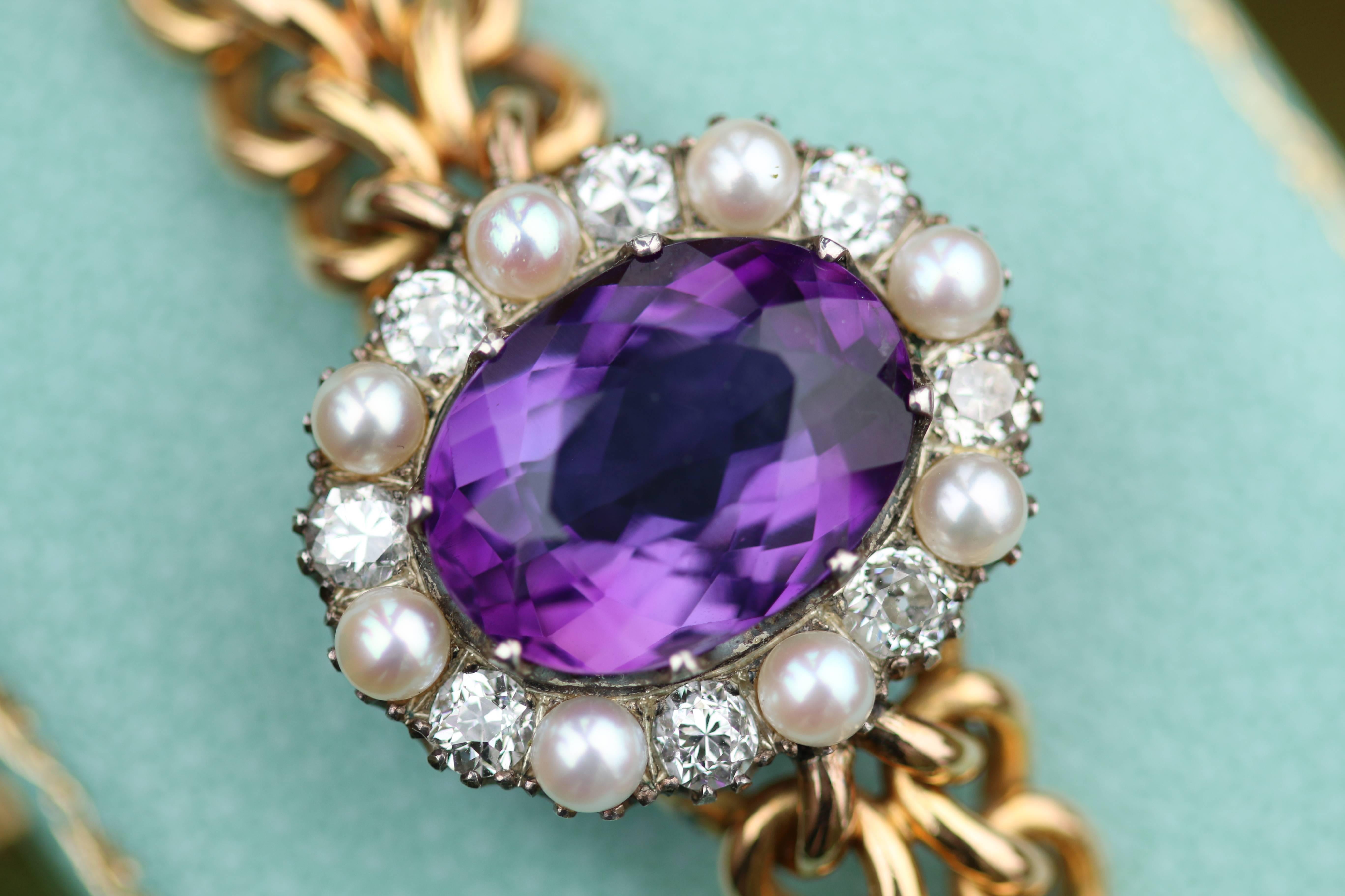 Enriching your wrist and entire collection is this breathtakingly beautiful bracelet. Centring this bracelet is an oval cut amethyst with mind-blowing colour and depth. The way the light passes through, reflects and refracts in the stone is
