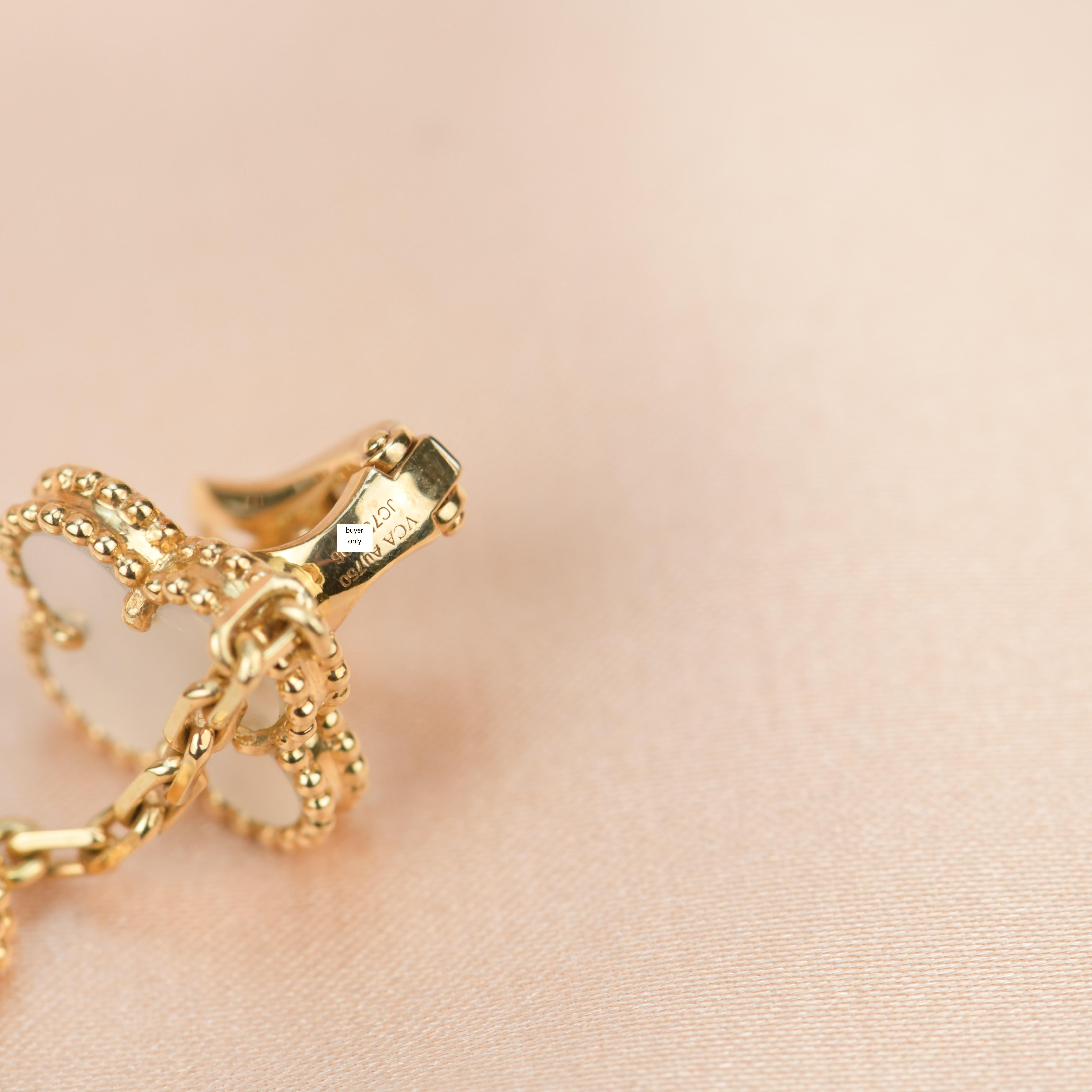Van Cleef & Arpels VCA Magic Alhambra Long Mother of Pearl Gold Earrings 6