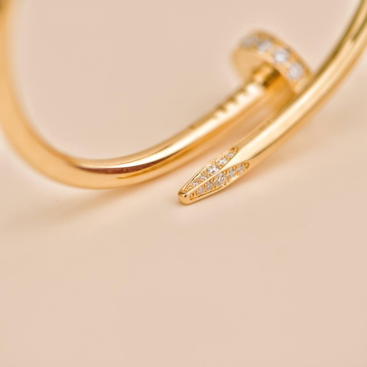Cartier Juste Un Clou Diamond Bracelet 18K Yellow Gold Size 16 For Sale 1