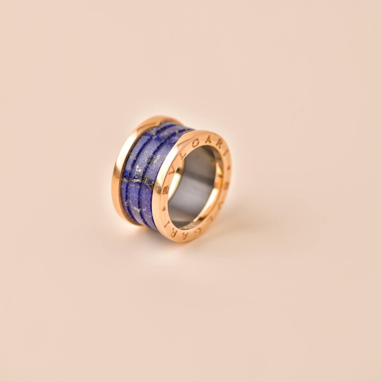 Grezzo Bvlgari B.Zero1 Anello con Lapislazzuli in oro rosa 18 carati Misura 52 in vendita