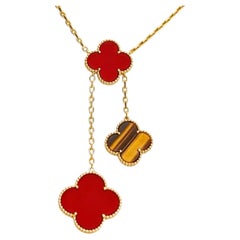 Van Cleef & Arpels Magic Alhambra 6 Motifs Necklace Carnelian Tiger Eye