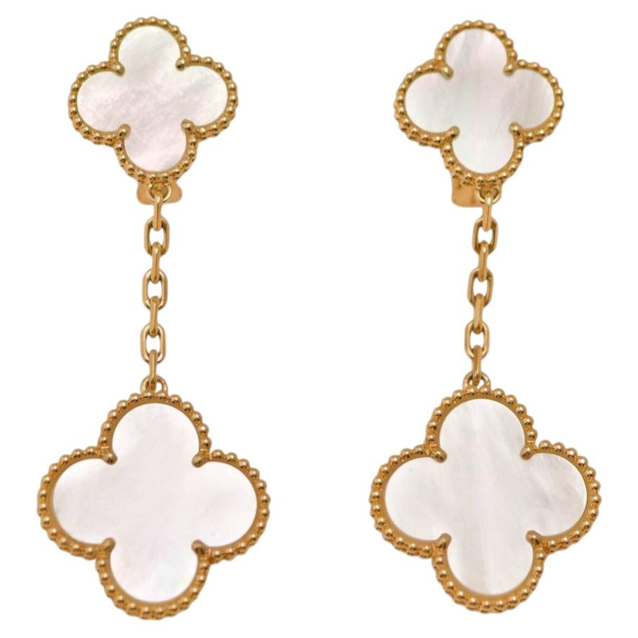 Van Cleef & Arpels Magic Alhambra 2 Motifs Mother of Pearl Earrings