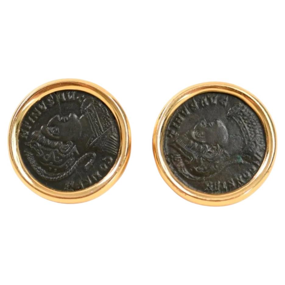 Boucles d'oreilles Bvlgari Monete « Ancient Bronze Coin » en or jaune 18 carats
