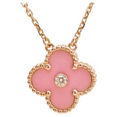 Van Cleef & Arpels Alhambra 2015 Holiday Pendant Diamond Pink Sèvres Porcelain