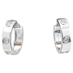 Cartier Love Hoop Diamond Earrings 18K White Gold