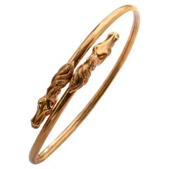 18 Karat Gold Flexible Horse Head Bangle