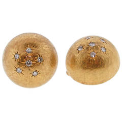 Diamond Gold Clip On Dome Earrings