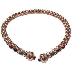 Gem Set Diamond Gold Choker Necklace