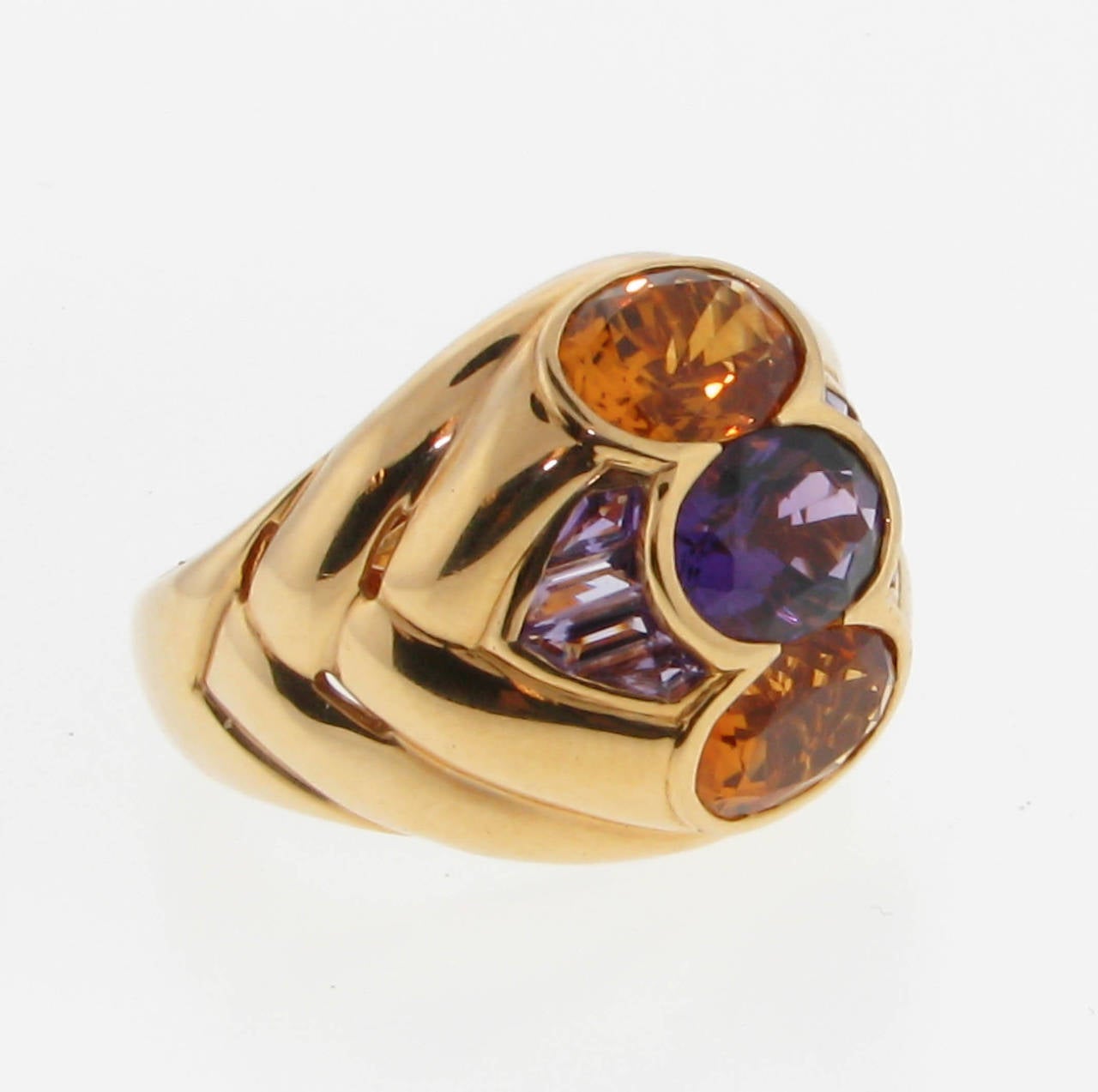 Sabbadini Amethyst Citrine Gold Ring In Excellent Condition For Sale In Scottsdale, AZ