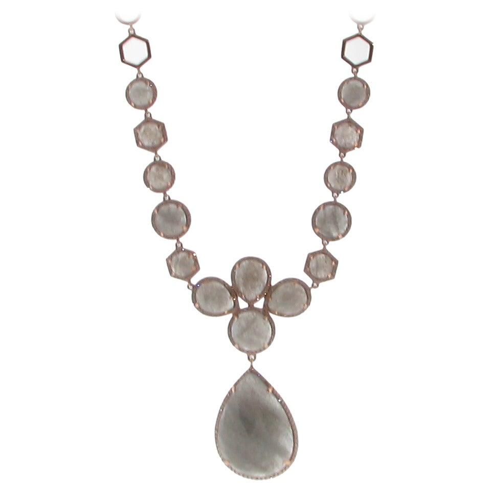 Labradorite Diamond Drop Necklace For Sale
