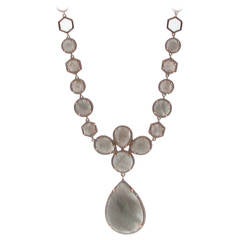 Labradorite Diamond Drop Necklace