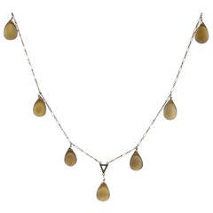 Citrine And Gold Drop Necklace