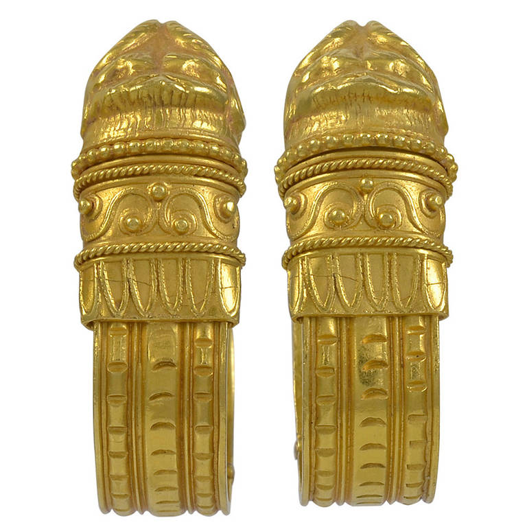 Zolotos Gold Earrings 1980s For Sale
