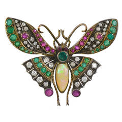 Antique Jeweled Butterfly Pin
