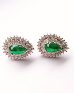 Cleopatra Set, Colombian Emerald and Diamond Pendant, Earrings and Cocktail Ring