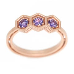 Roule & Company Purple Sapphire Gold Three-Stone Ring