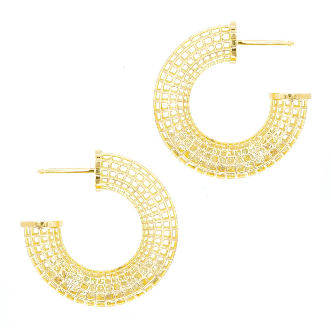 Roule & Co Yellow Sapphire Gold Hoop Earrings For Sale