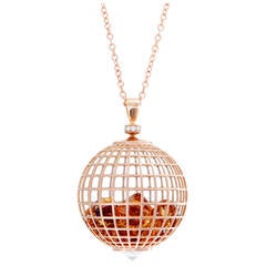 Rose Gold Pendant with Citrines, Diamonds and White Sapphire
