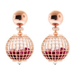 Roule & Co. Ruby Rose Gold Drop Earrings