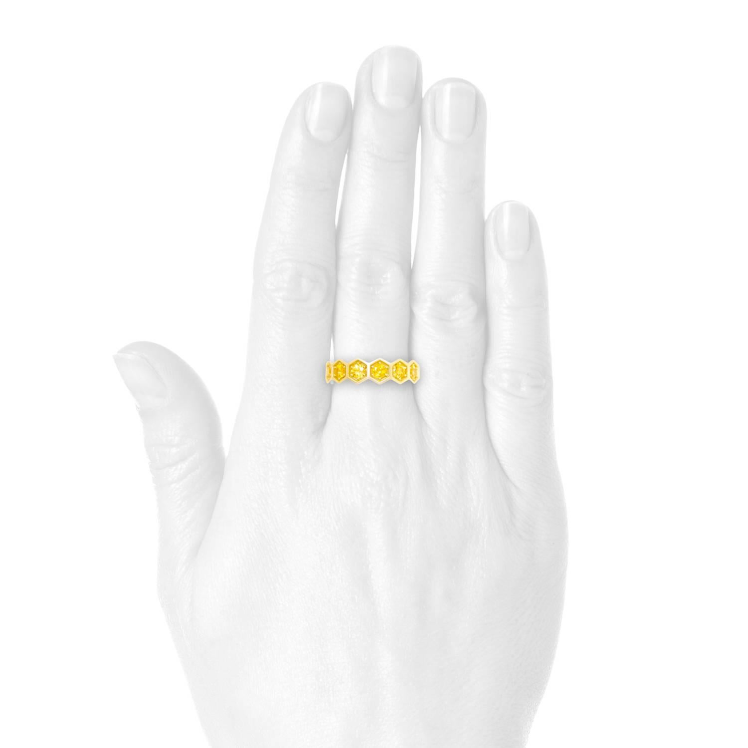 Contemporary Yellow Sapphire Hexagon Eternity Ring  For Sale