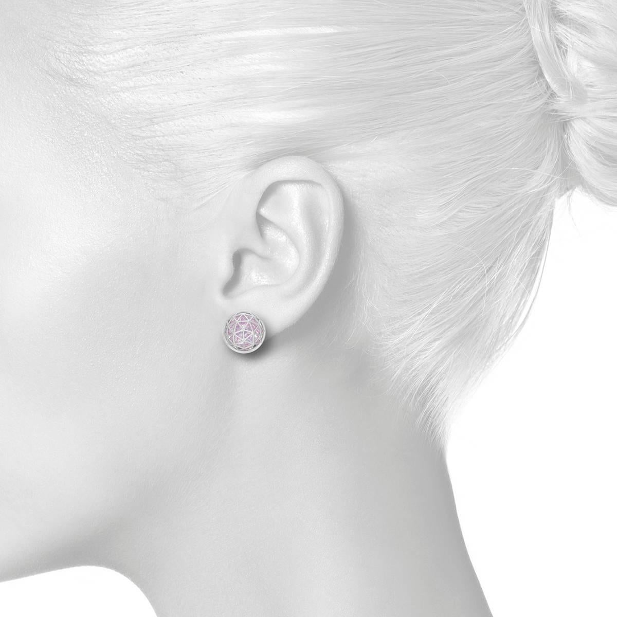 Contemporary Pink Sapphire Gold Stud Earrings