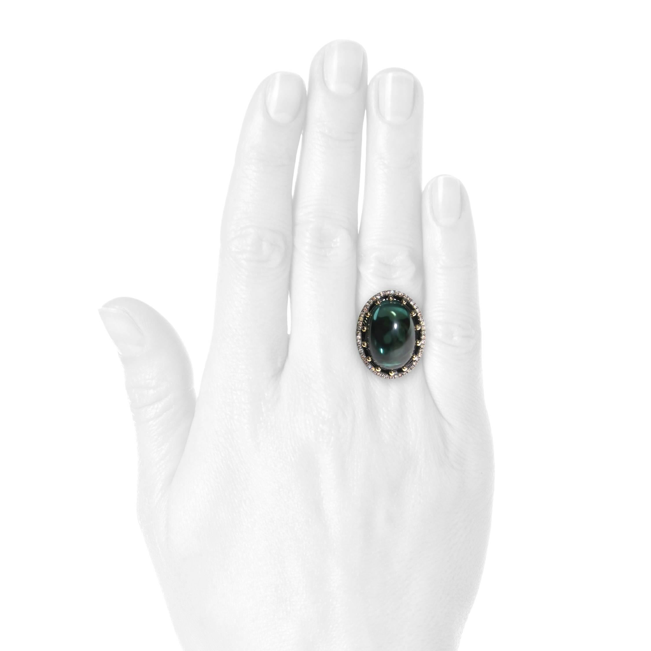 Women's Roule & Co Green Tourmaline Champagne Diamond Cocktail Ring For Sale