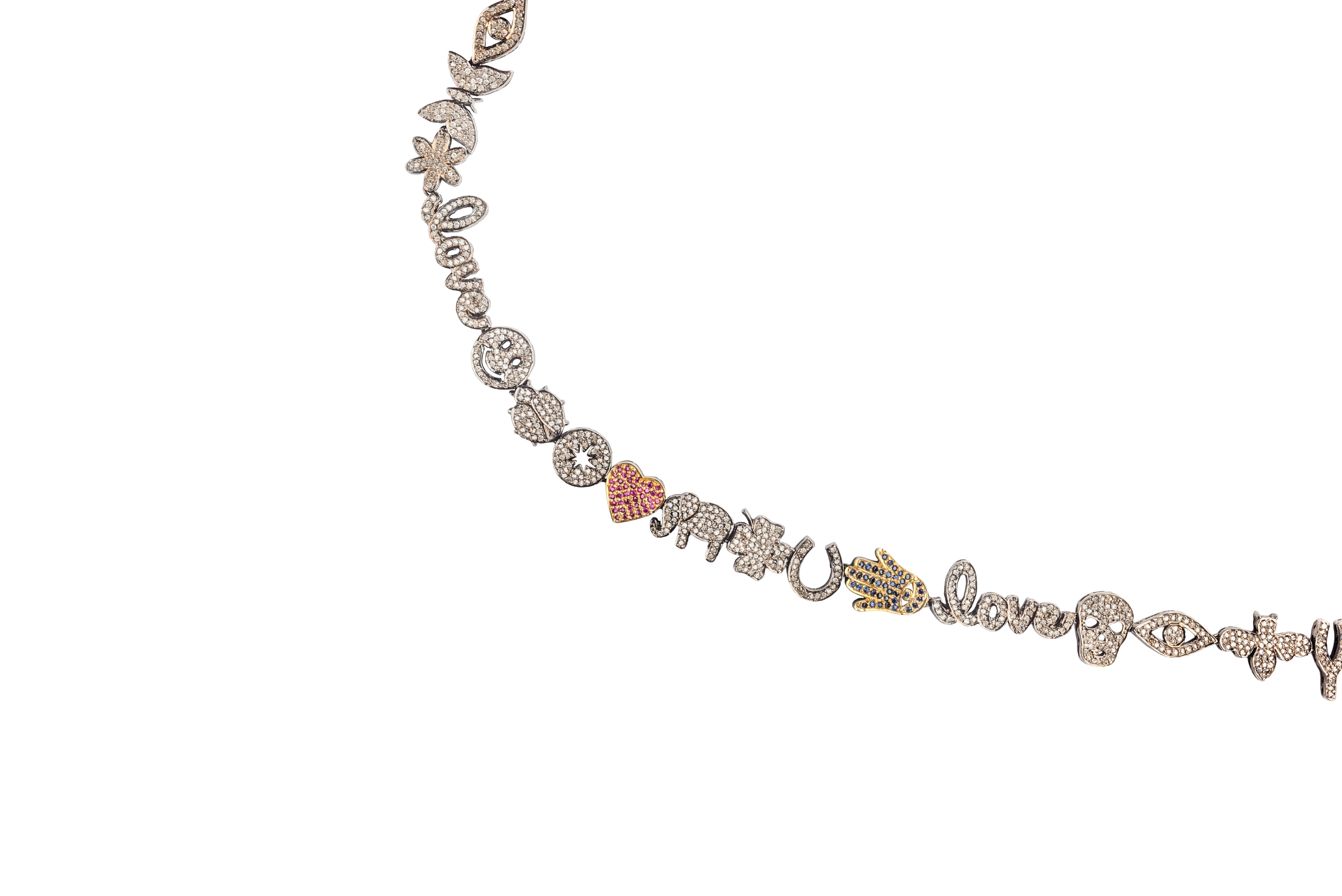 Contemporary Clarissa Bronfman Diamond 'Emoji' Necklace 