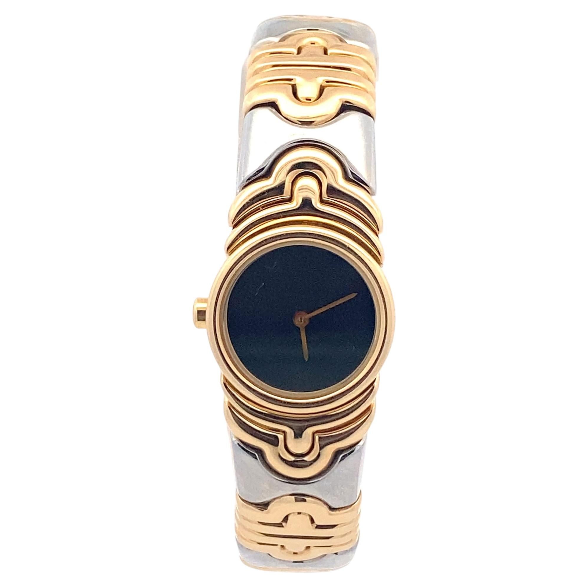 Vintage Bulgari Parentesi Cuff Watch, 18K Yellow Gold & Steel, 1990s For Sale