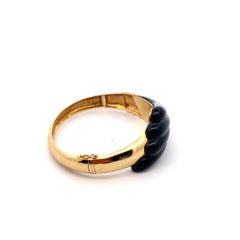 18 Karat Yellow Gold Black Onyx and 0.50 Carat Diamond Bangle Bracelet
