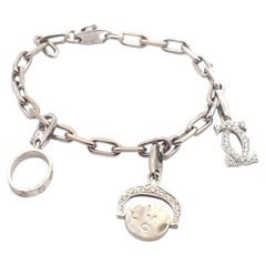 Cartier 18K White Gold Diamond Multi Charm Link Bracelet 0.74 Carat