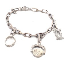 Cartier 18K White Gold Diamond Multi Charm Link Bracelet 0.74 Carat