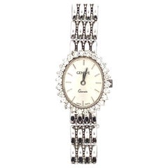 Vintage Geneve 14 Karat White Gold Diamond Ladies Quartz Bracelet Watch