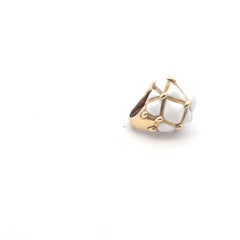 David Webb 18 Karat Yellow Gold White Enamel Statement Ring